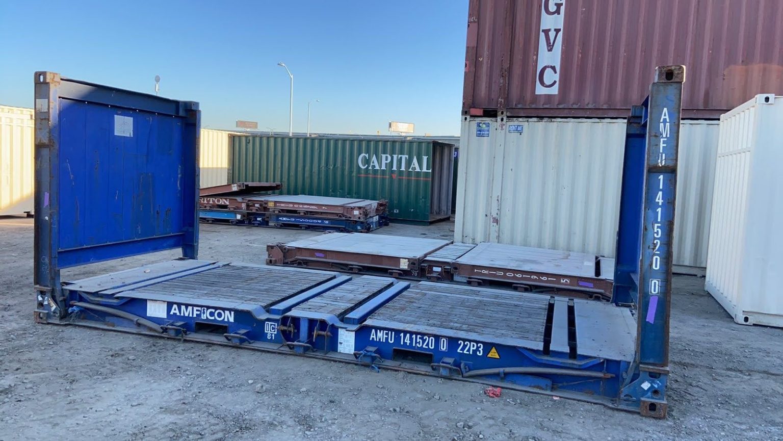 40ft x 8ft Used Shipping Container – Flat-Rack – Conex Storage Shipping ...